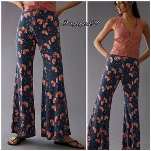 NWT, Anthropologie, Drapey Floral Print Flare Pants